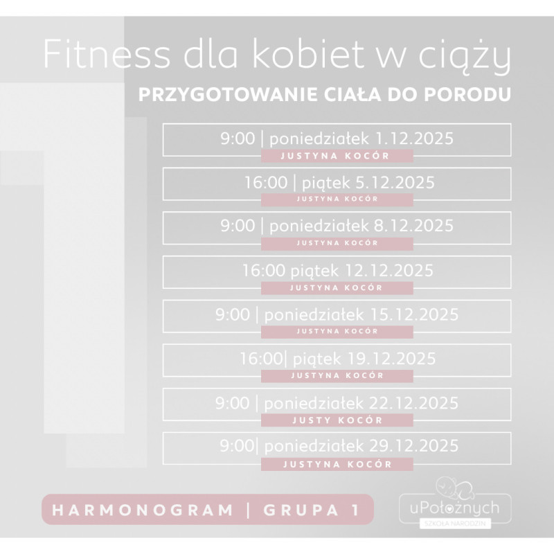 Fitness dla kobiet w ciąży grupa I GRUDZIEŃ
