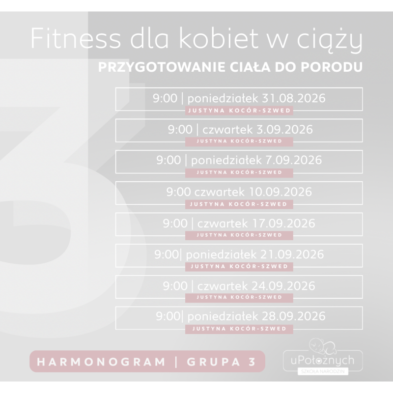 Fitness dla kobiet w ciąży grupa III WRZESIEŃ 2026