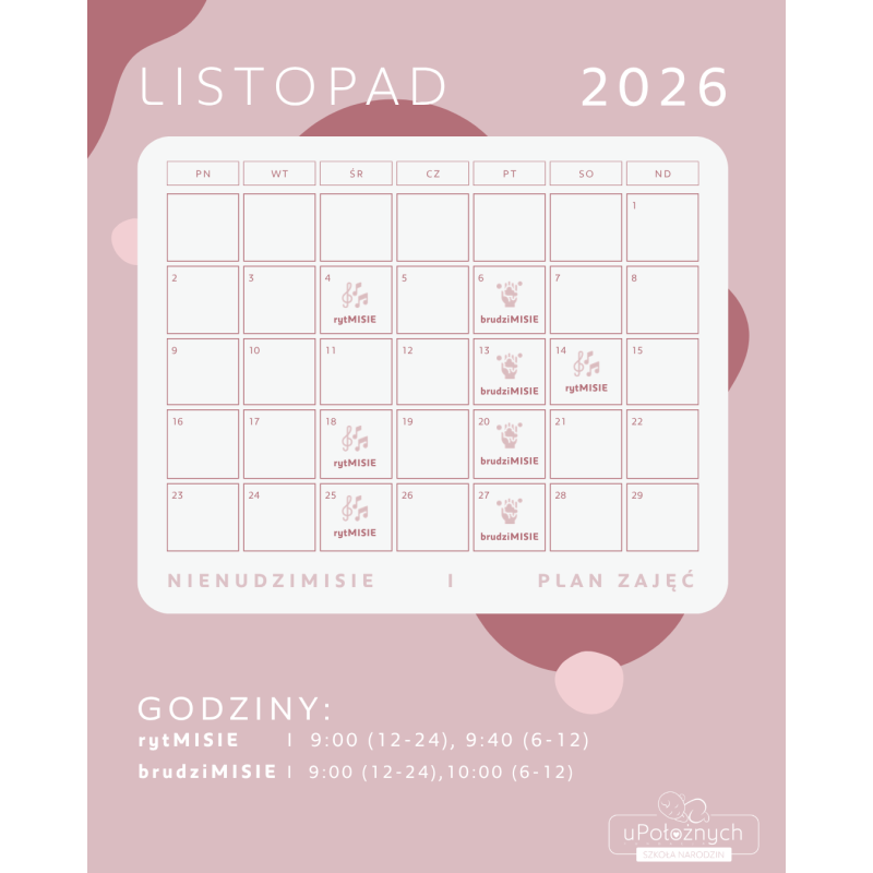 GORDONKI grupa 6-12 miesięcy 9:40 LISTOPAD 2026