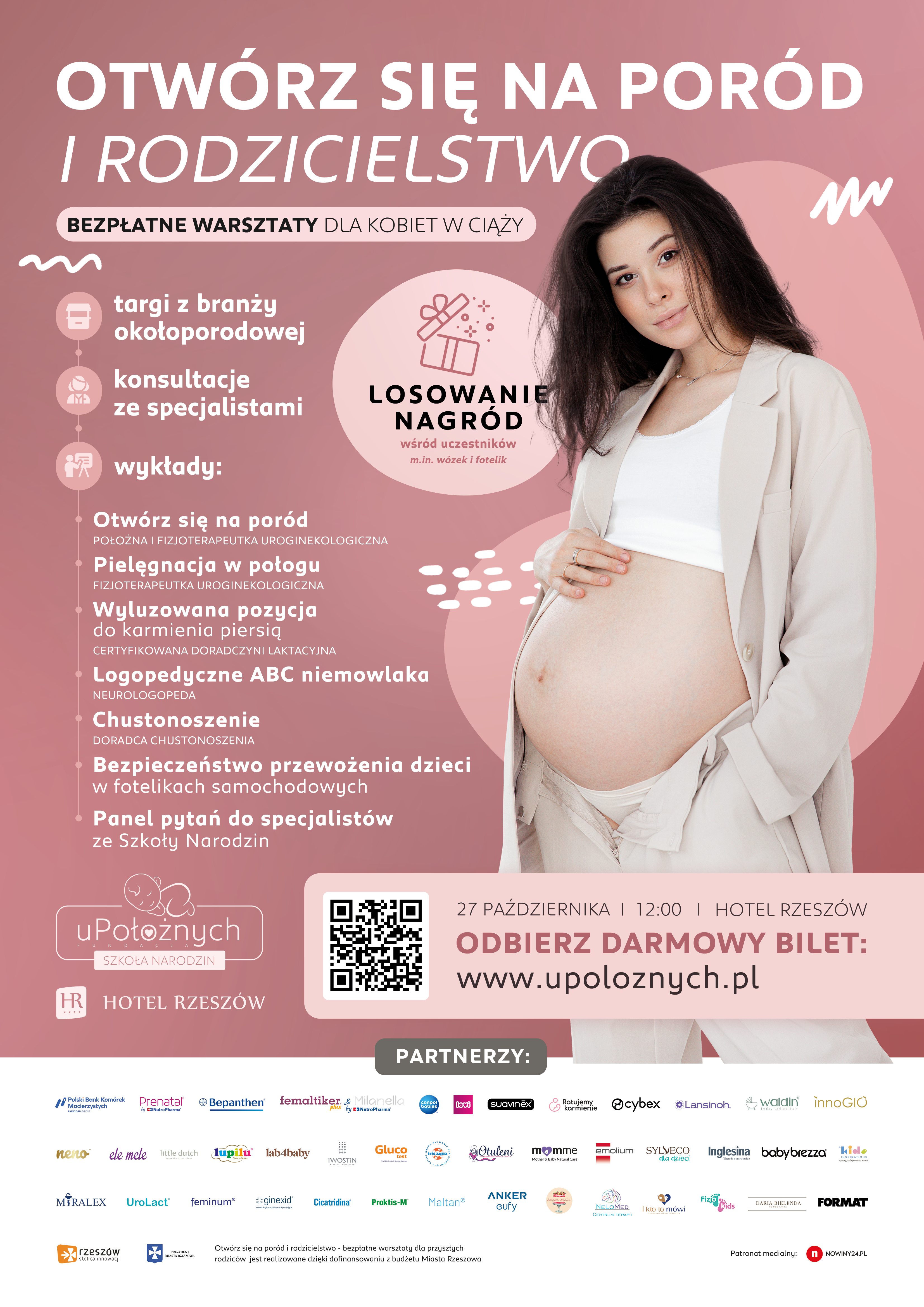 Plakat promujący warsztaty Otwórz się na poród i rodzicielstwo